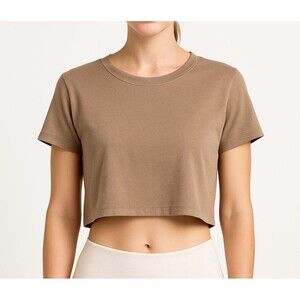 90 Degree By Reflex Super Soft Deluxe Short Sleeve Top Beige Size M Pre-Owned